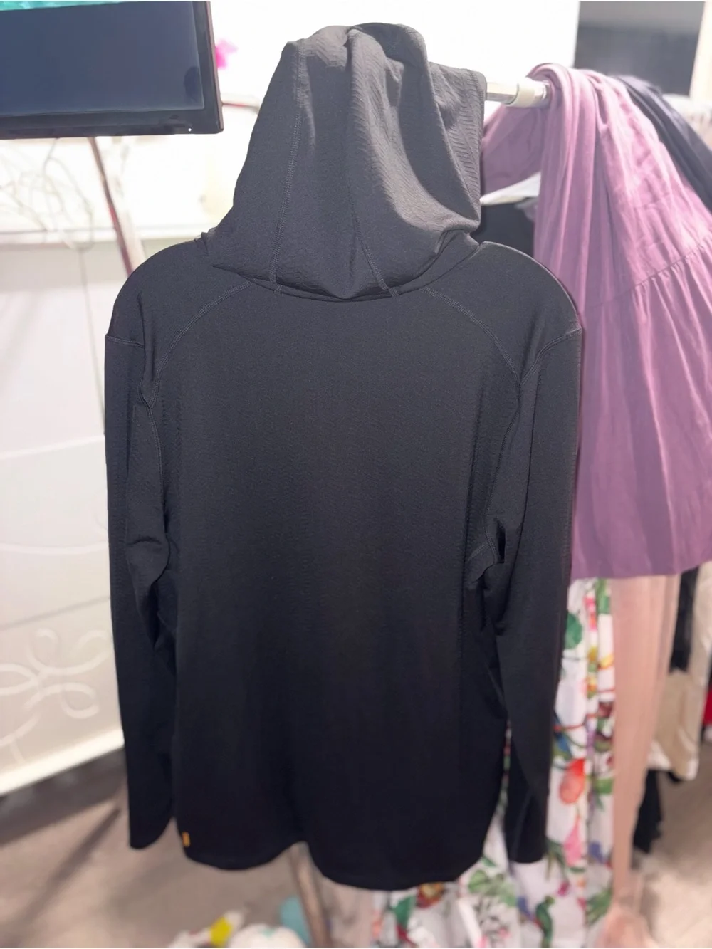 Lucy Black Coolmax Quarter Zip Activewear Hoodie Textured Chevron XL